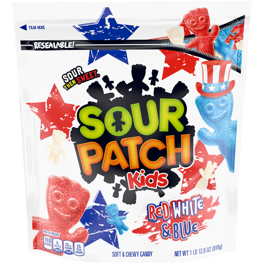 Sour Patch Kids Red, White and Blue, 1.8 LB Bag, 1 Pack, 4 ct