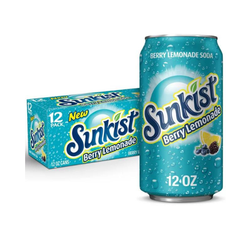 Sunkist Berry Lemonade, 12 fl oz cans, 2 x 12 Pack