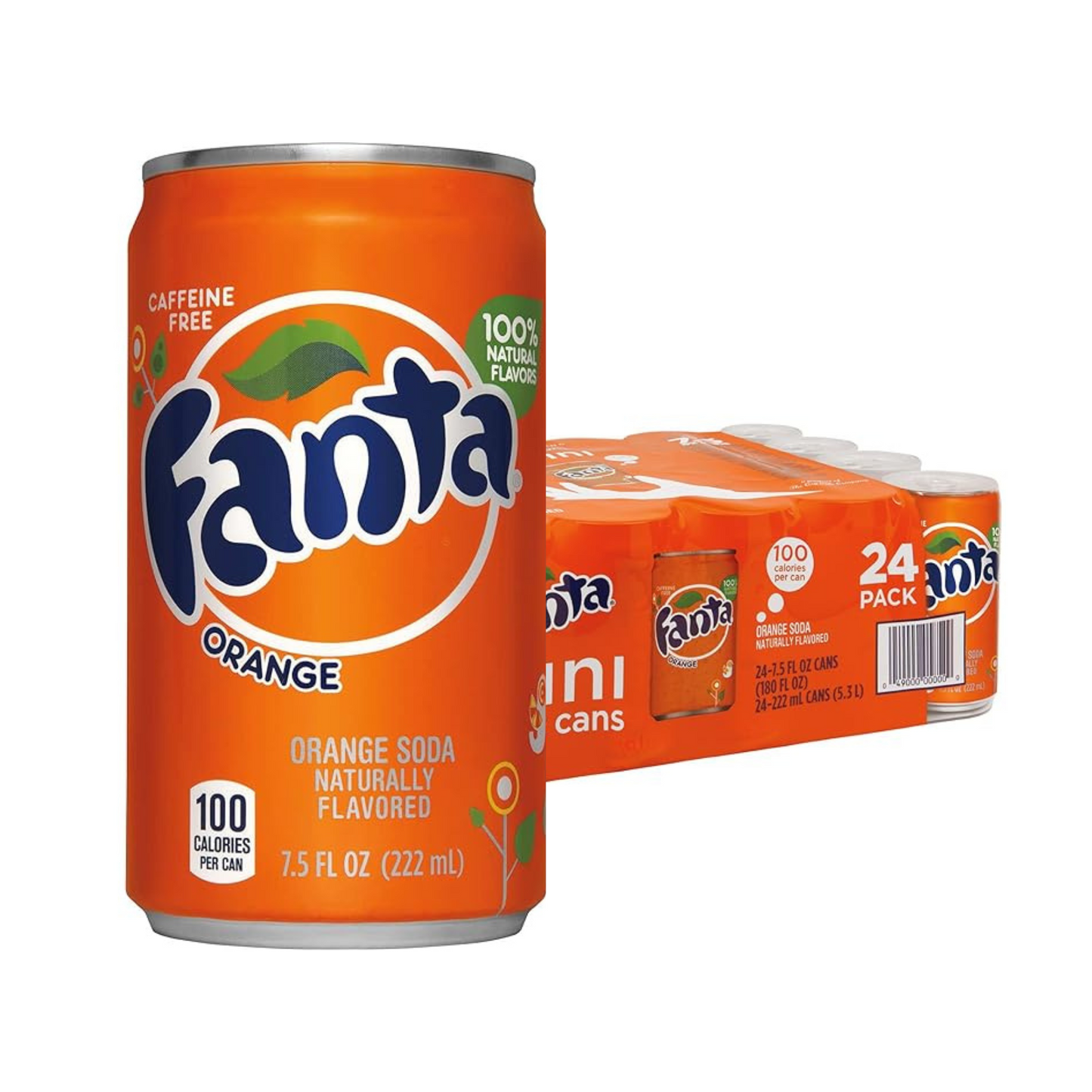 Fanta Orange Caffeine Free, 7.5 fl oz cans, 24 Pack