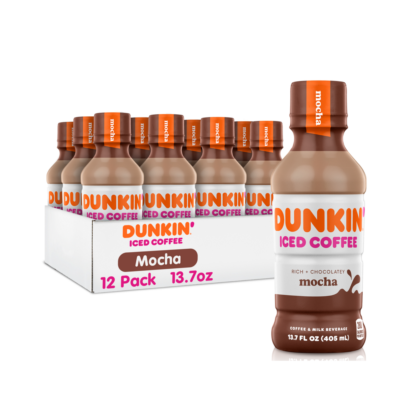 Dunkin Donuts Mocha Iced Coffee, 13.7 fl oz, 12 Pack