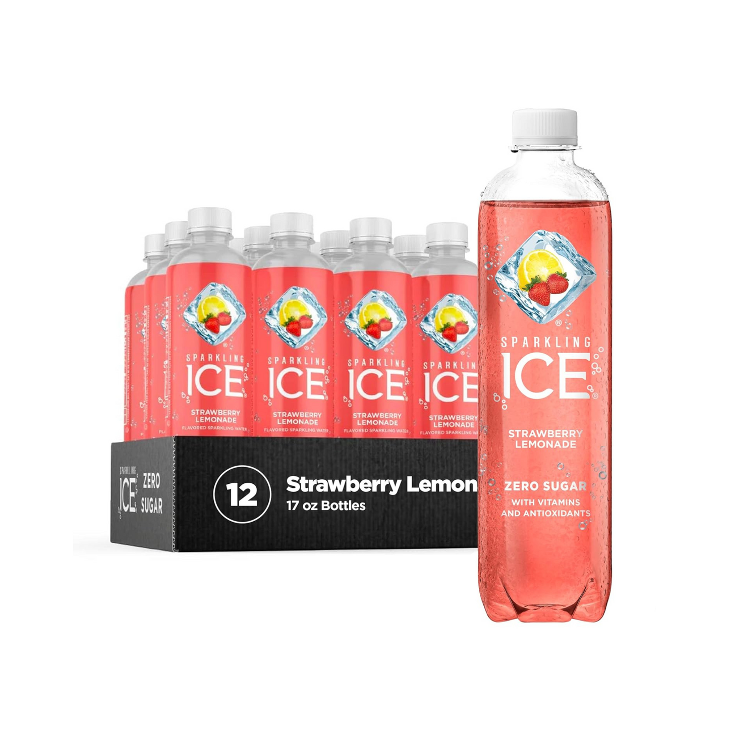 Sparkling Ice Strawberry Lemonade, 17 fl oz, 12 Pack