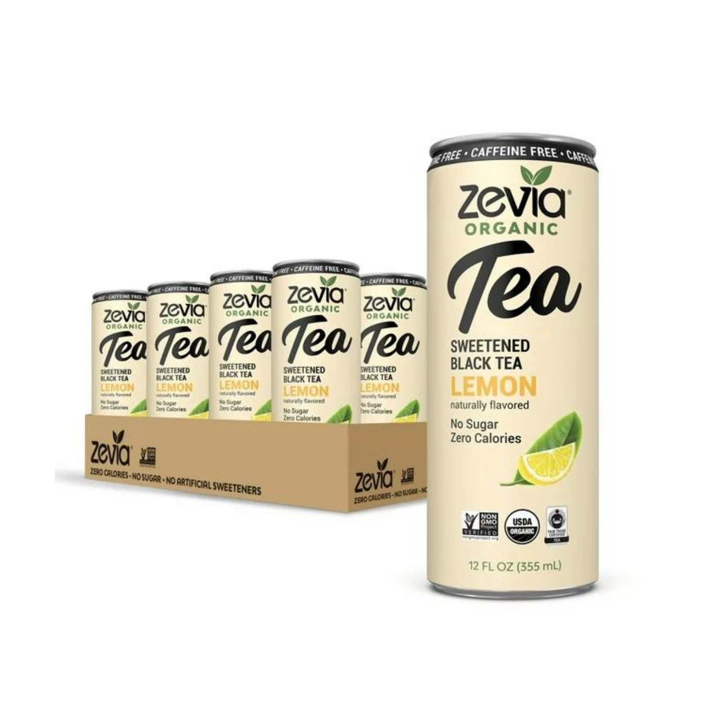 Zevia black tea zero sugar tea, 12 fl oz, 12 pack