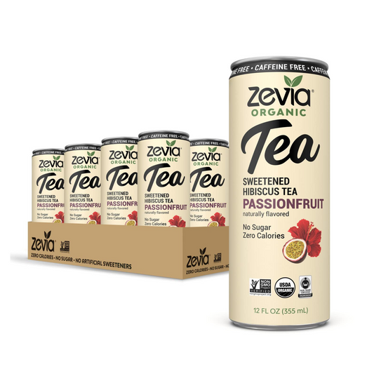 Zevia passionfruit zero sugar tea, 12 fl oz, 12 pack