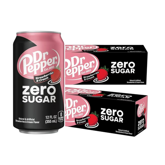 Dr Pepper Strawberry Cream Soda Zero, 12 fl oz cans, 2 x 12 Pack