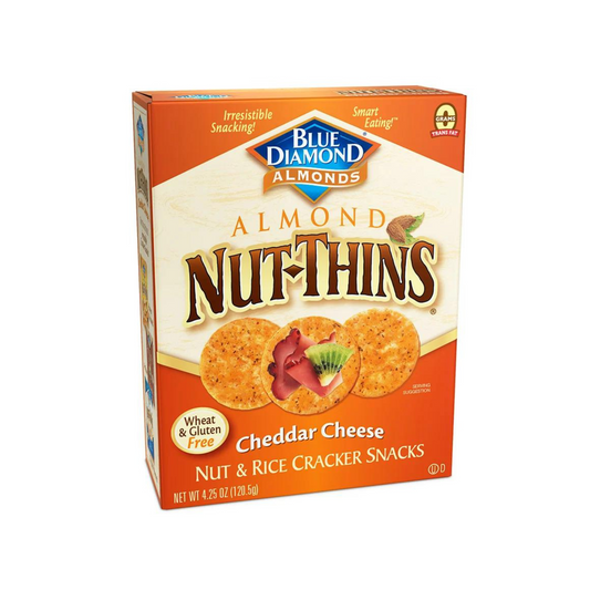 Blue Diamond Almond Nut-Thins Cheddar Cheese, 4.25 oz, 12 Pack