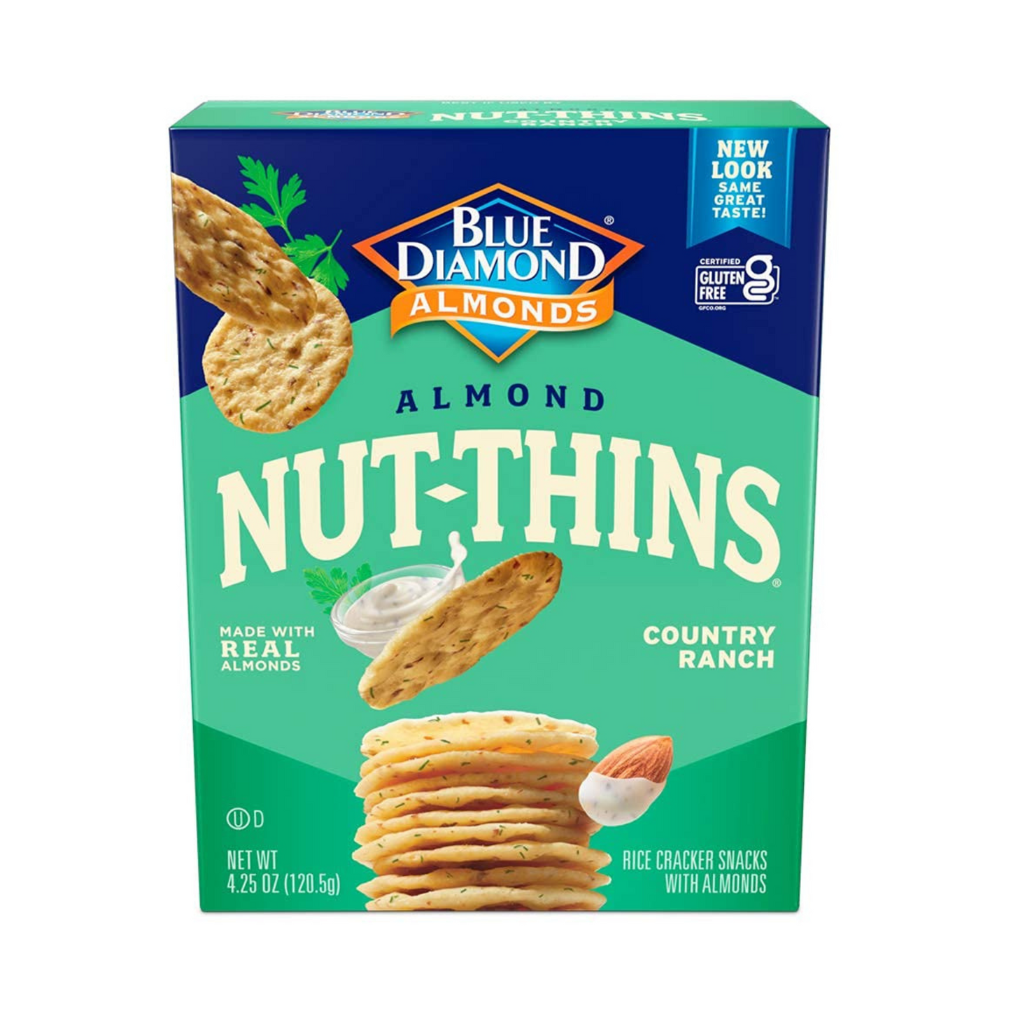 Blue Diamond Almond Nut Thins Cracker Crisps, Country Ranch, 4.25 oz, 12 Pack