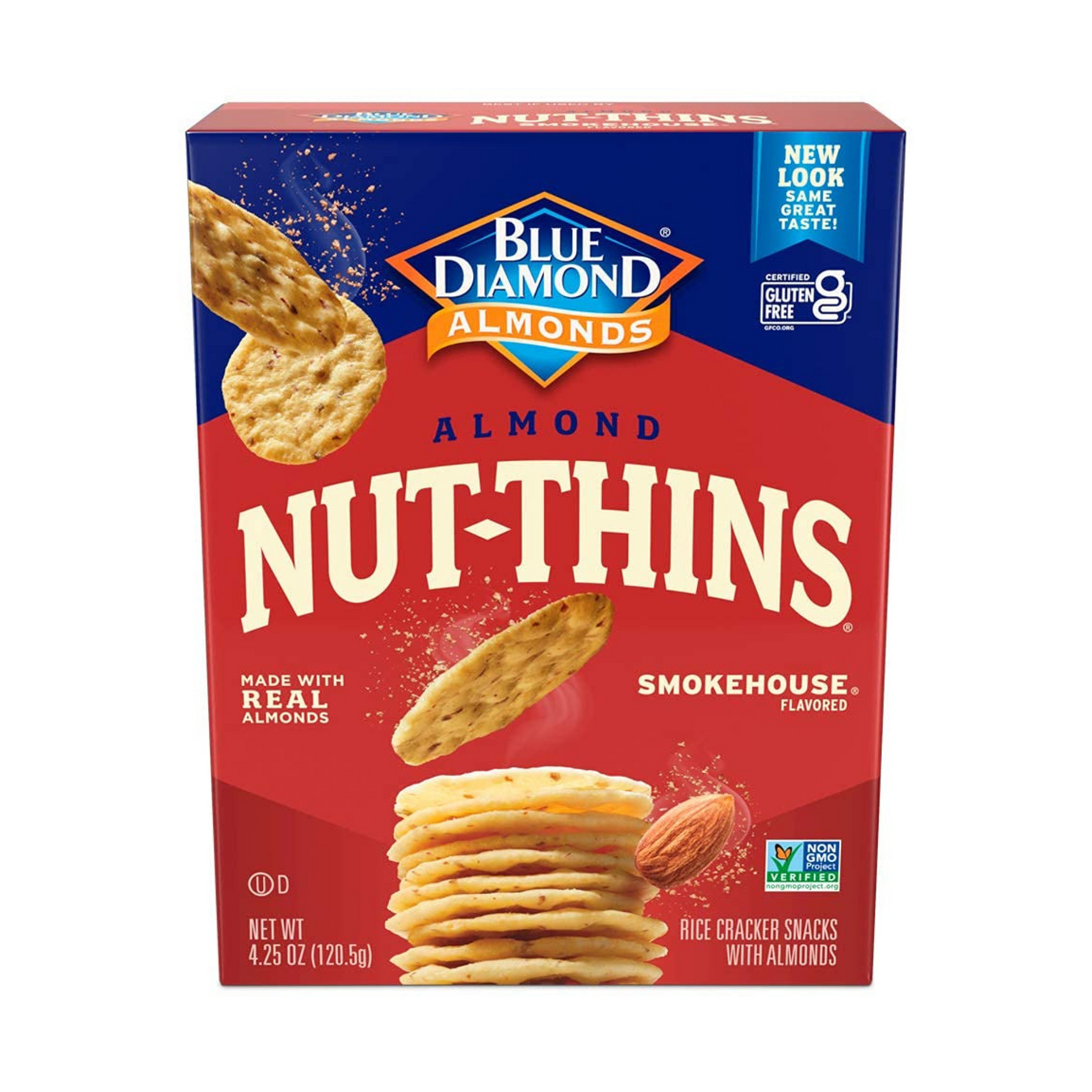 Blue Diamond Almond Nut Thins Cracker Crisps, Smokehouse, 4.25 oz, 12 Pack