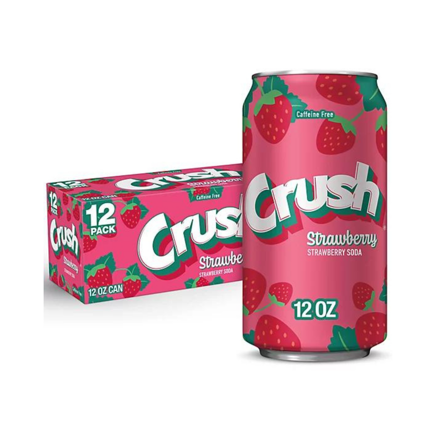 Crush Caffeine Free Strawberry, 12 fl oz cans, 2 x 12 Pack