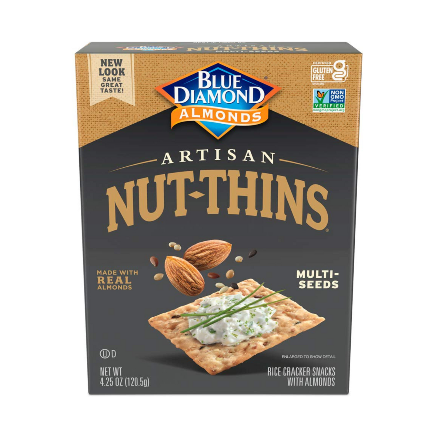 Blue Diamond Almonds Artisan Nut Thins Cracker Crisps, Multi-Seeds, 4.25 oz, 12 Pack