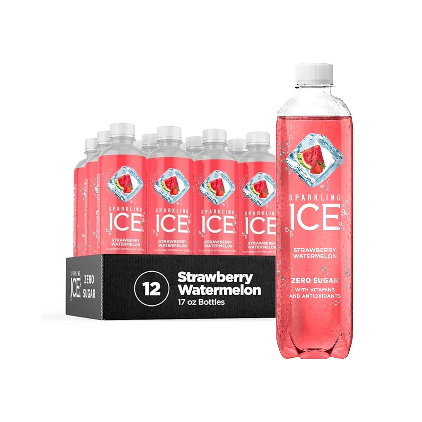 Sparkling Ice Strawberry Watermelon, 17 oz, 12 Pack